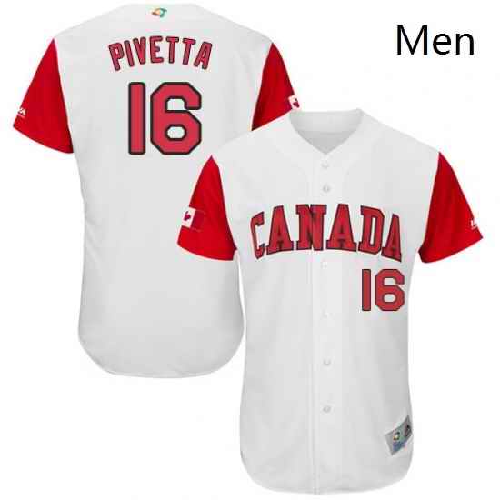 Mens Canada Baseball Majestic 16 Nick Pivetta White 2017 World Baseball Classic Authentic Team Jersey
